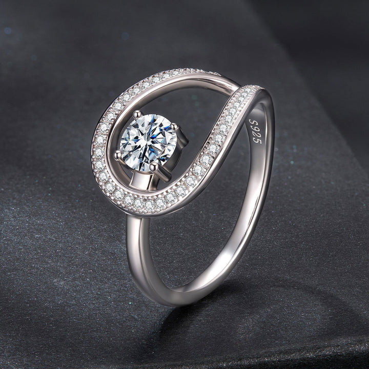925 Sterling Silver 0.50 Carat Moissanite Ring Size 6 for Women