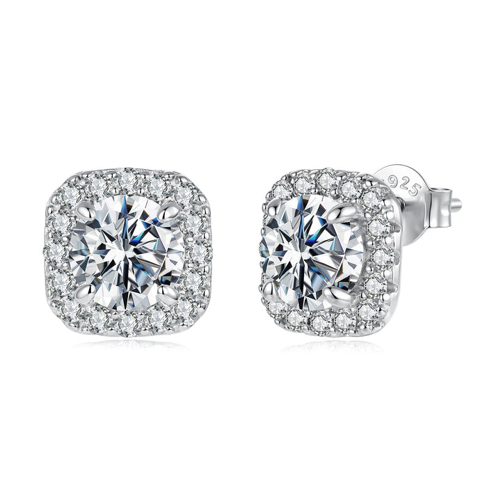 925 Sterling Silver Moissanite 1.0cm Earrings with Pavé Setting for Women