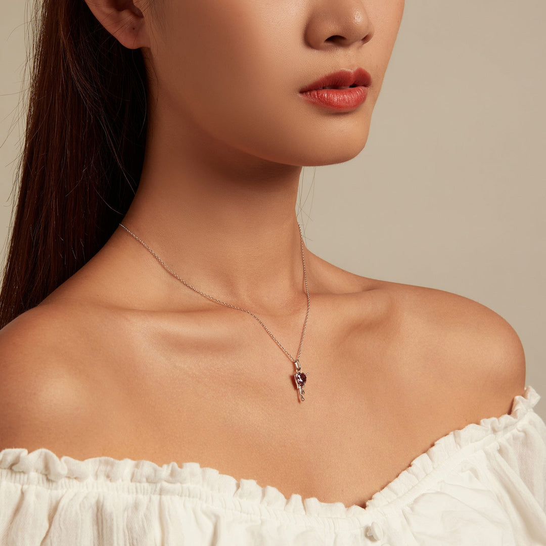 925 Sterling Silver Adjustable Necklace with Pavé Setting CZ &amp; Pendant for Women