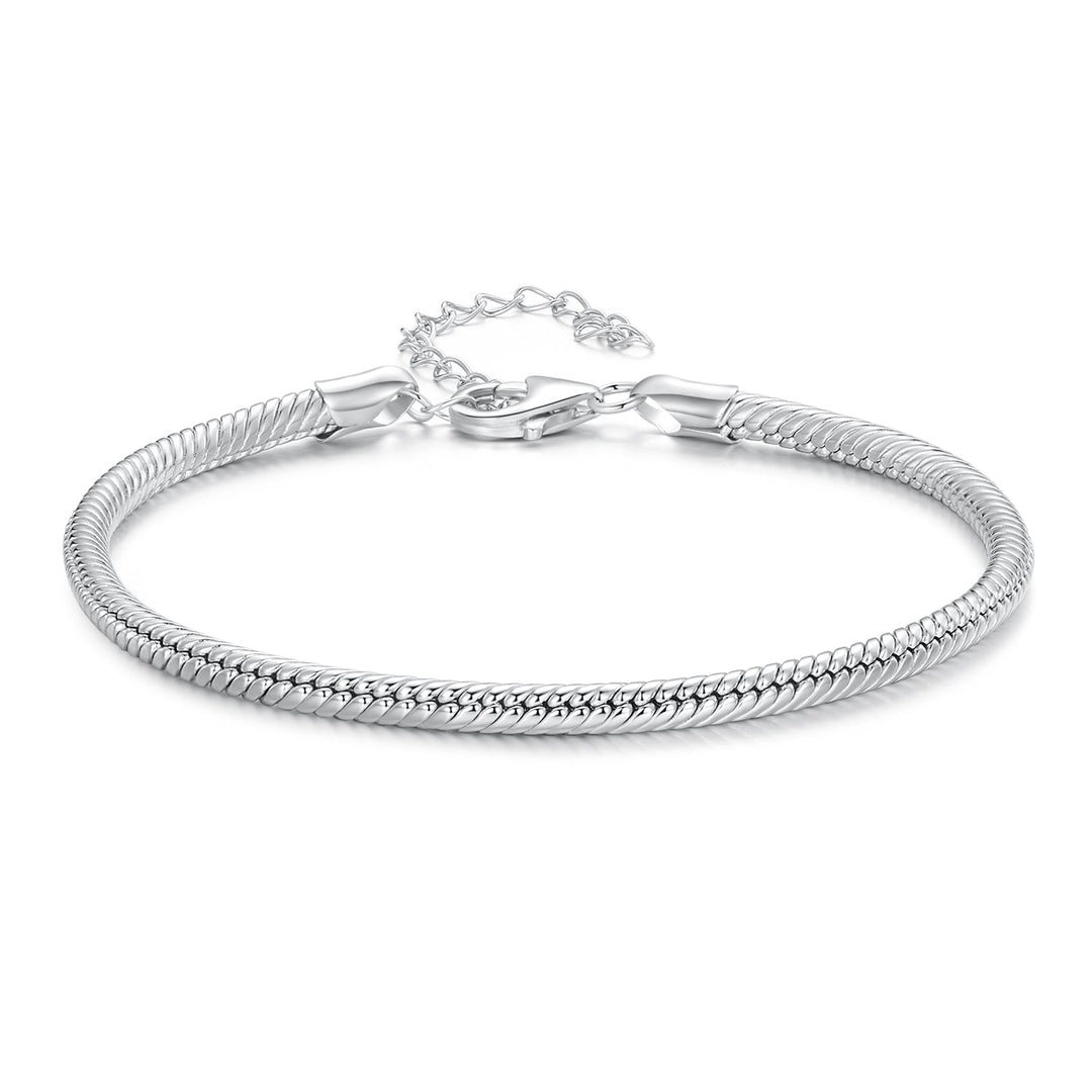 925 Sterling Silver Plated Platinum Bracelet with Adjustable Length for Women