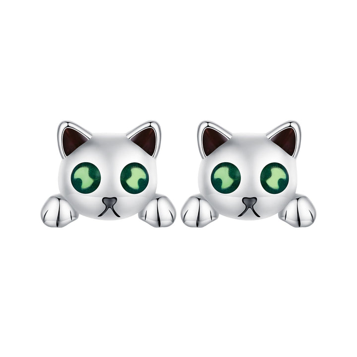 925 Sterling Silver Earrings with Enamel in Oxidized Finish