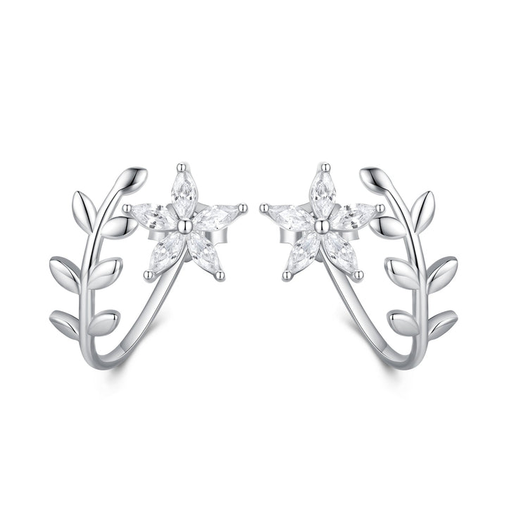 925 Sterling Silver Plated Platinum Earrings with CZ