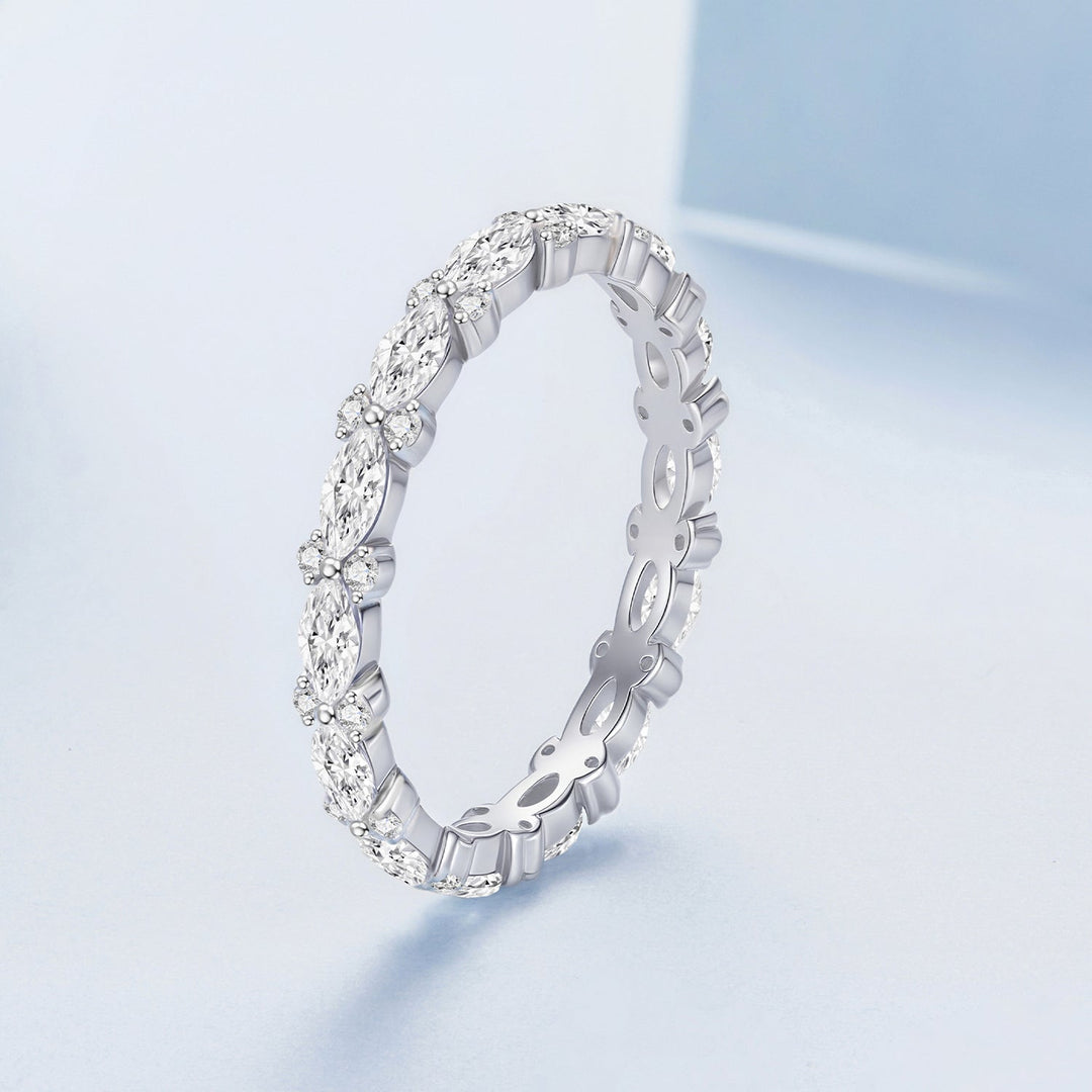 925 Sterling Silver White Gold Plated 0.26cm CZ Ring Size 6.0 for Women
