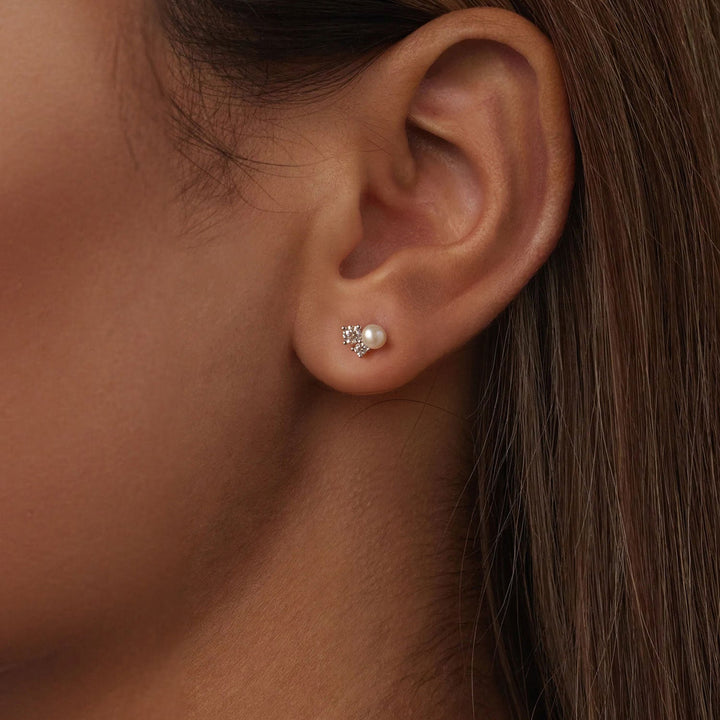 925 Sterling Silver 0.1 Carat Moissanite and Pearl Earrings for Women