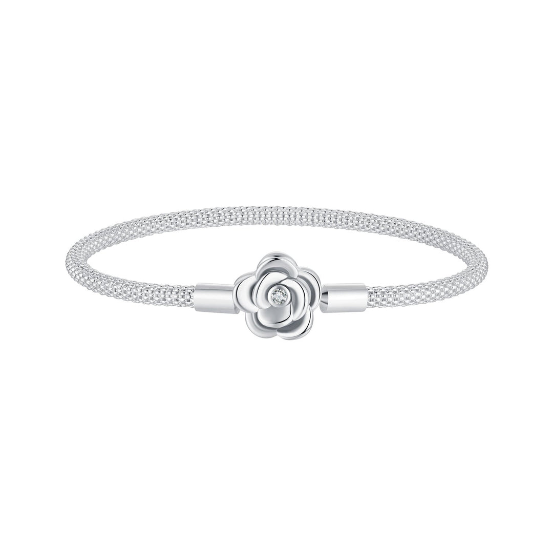 925 Sterling Silver Bracelet with Oxidized Finish and CZ 17.0 cm