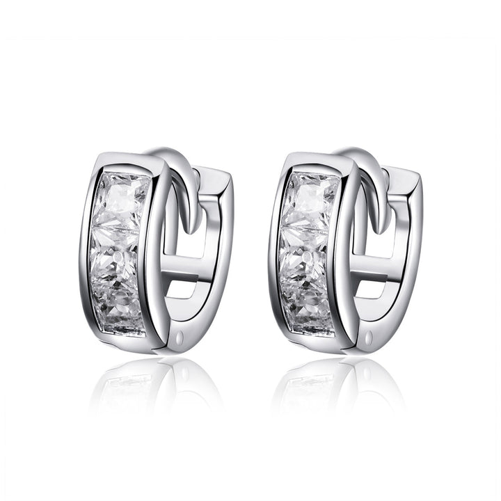 925 Sterling Silver Plated Platinum Pavé Setting CZ Earrings