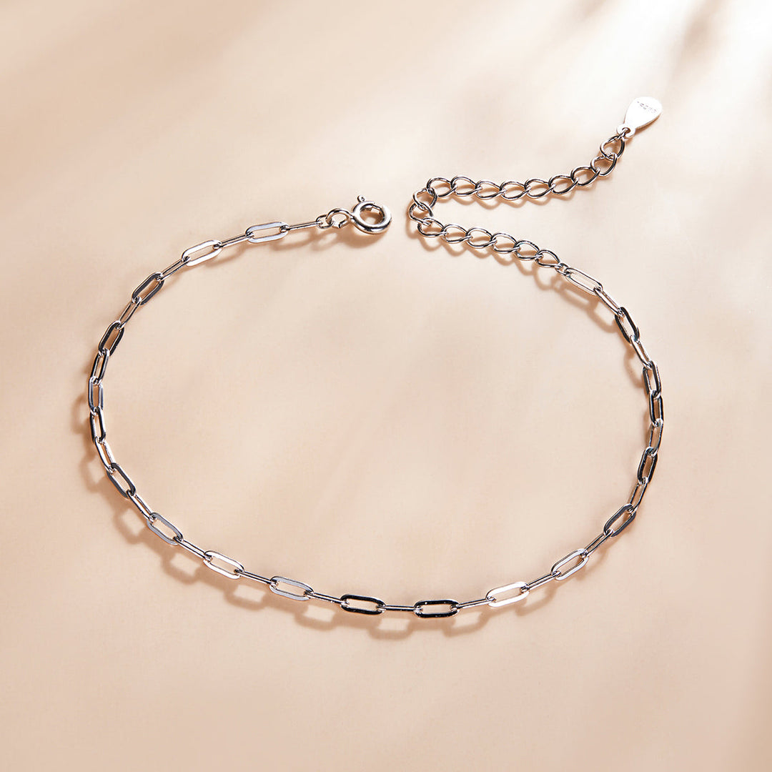 925 Sterling Silver &amp; Plated Platinum Bracelet - 17+5cm Length