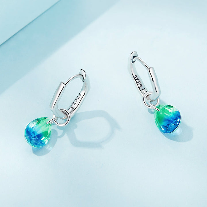 S925 Sterling Silver Oxidized Earrings with Transparent Glass &amp; Main Stone for Women