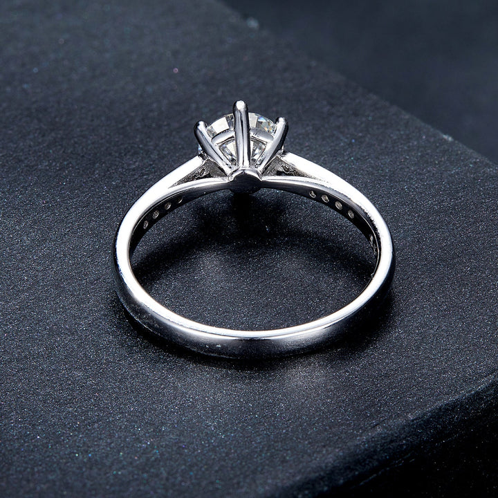 925 Sterling Silver Moissanite &amp; CZ Ring Size 6 for Women