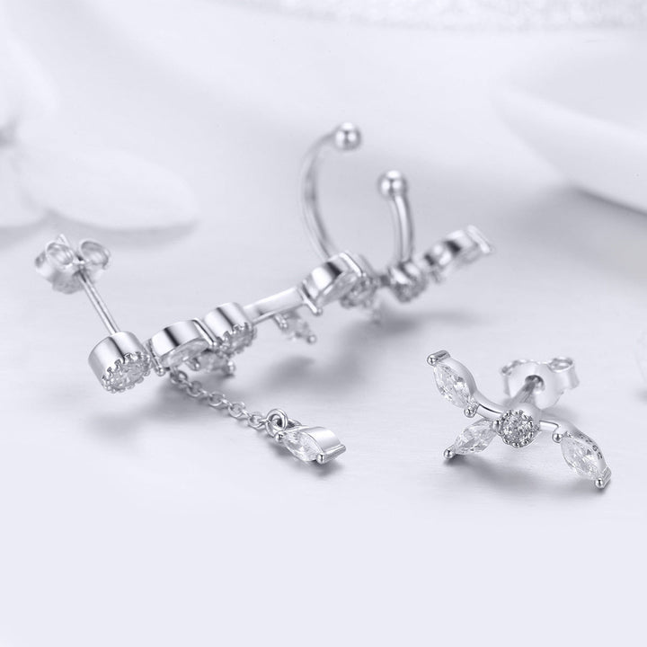 925 Sterling Silver Earrings with Platinum Plating and CZ for Women
