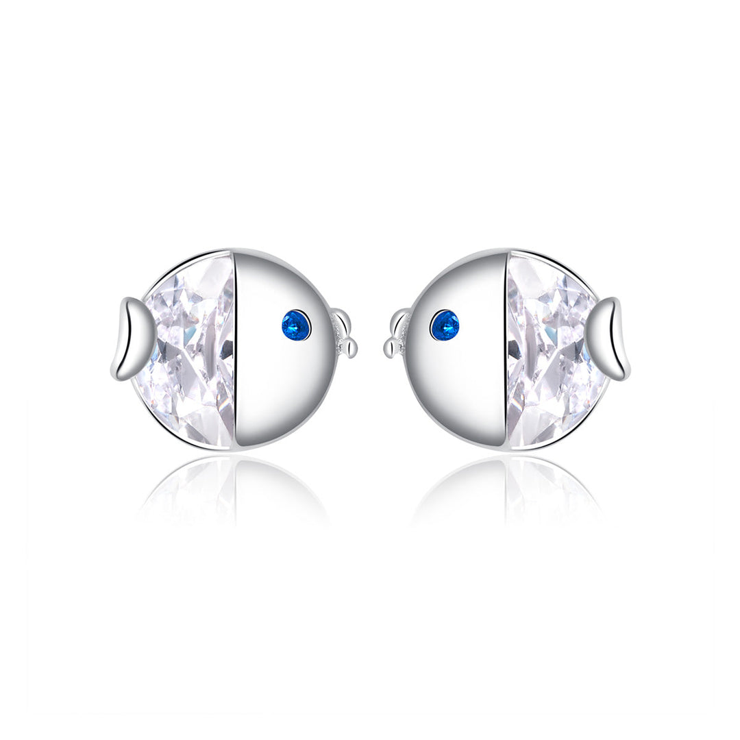 925 Sterling Silver Earrings with Pavé Setting CZ, Size 0.6*0.7cm, for Women