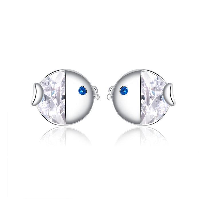 925 Sterling Silver Earrings with Pavé Setting CZ, Size 0.6*0.7cm, for Women
