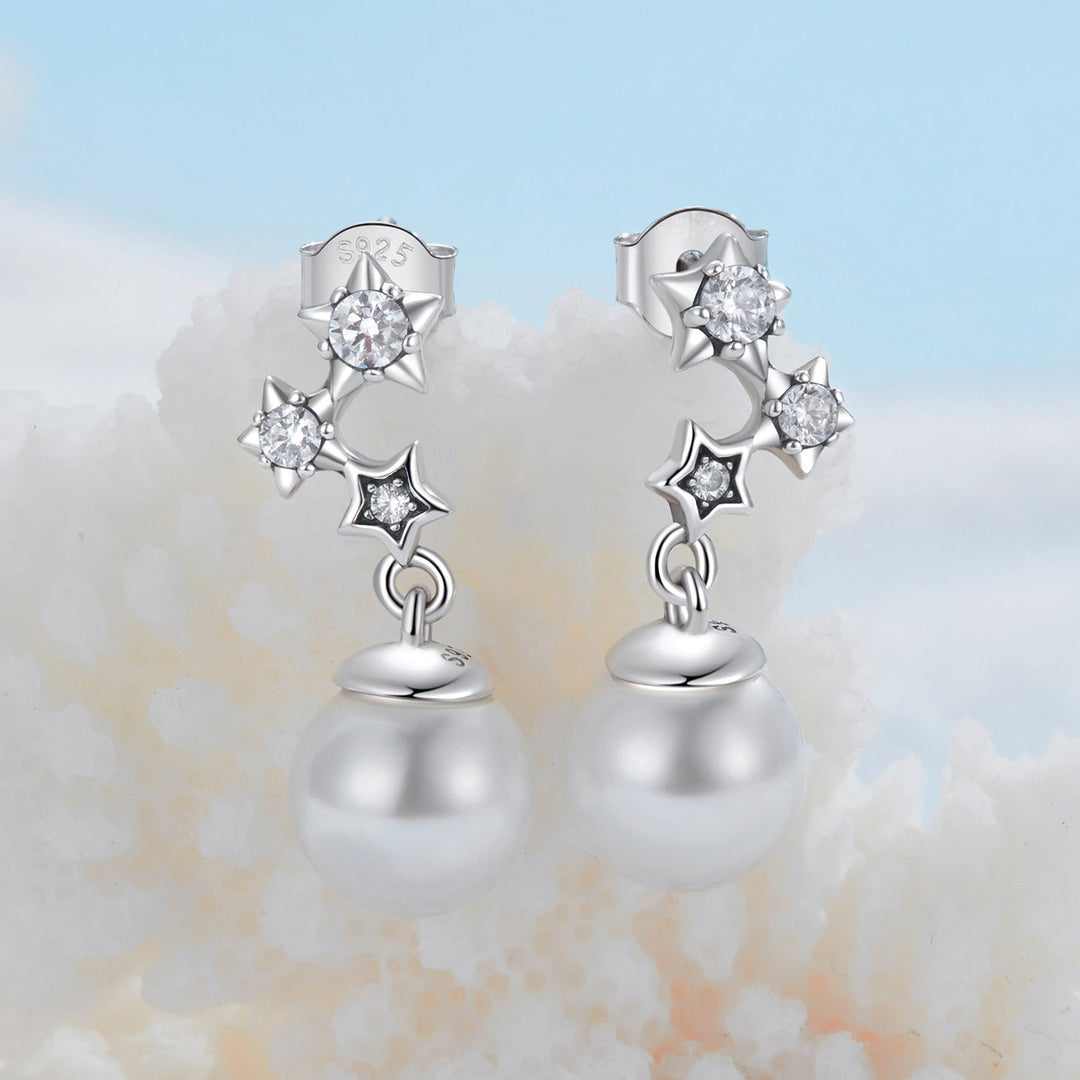 925 Sterling Silver Earrings with Quality Shell Pearl and CZ for Women