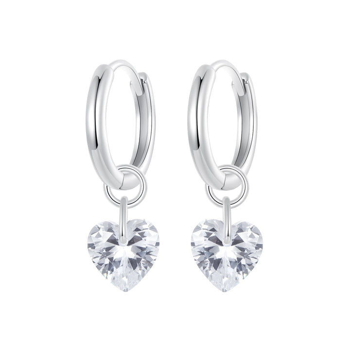 925 Sterling Silver Earrings with Pavé Setting CZ and White Gold Plating for Women