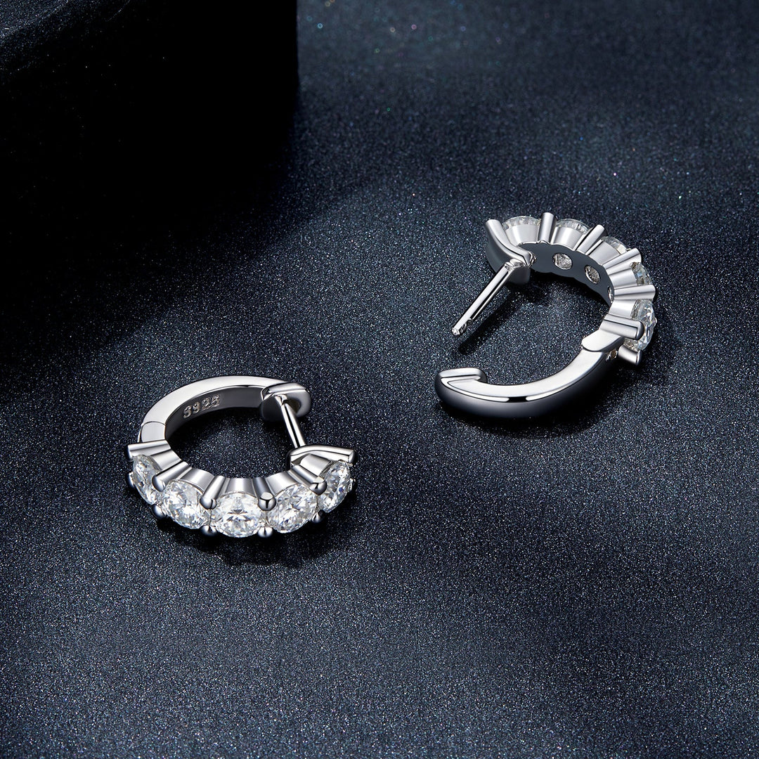 S925 Sterling Silver Moissanite Earrings, 1.3cm, Platinum Plated, for Women