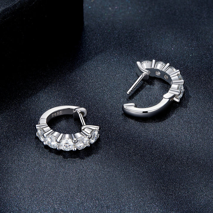 S925 Sterling Silver Moissanite Earrings, 1.3cm, Platinum Plated, for Women