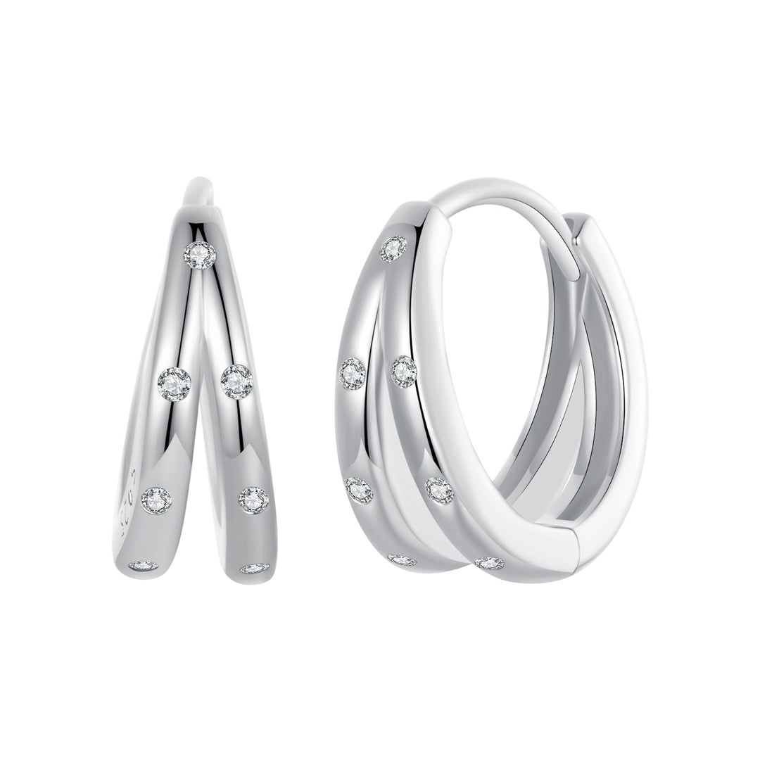 925 Sterling Silver Pavé Setting CZ Earrings for Women