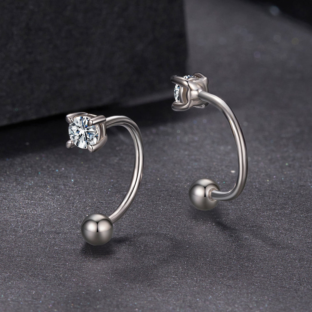 925 Sterling Silver Moissanite 0.1ct Earrings 1.3cm for Women