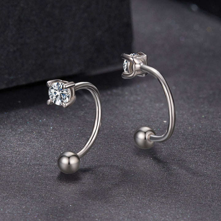 925 Sterling Silver Moissanite 0.1ct Earrings 1.3cm for Women
