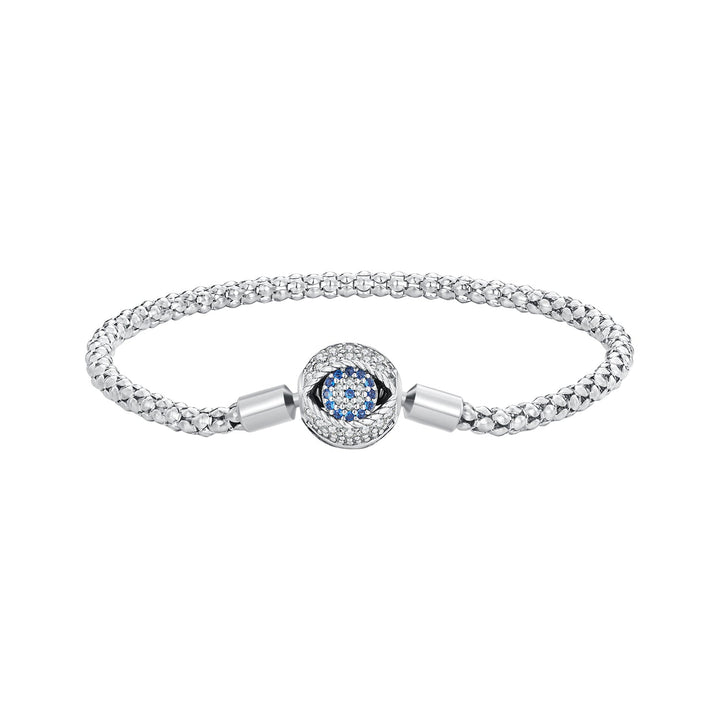 925 Sterling Silver Pavé Setting CZ 17.0 cm Oxidized Silver Bracelet for Women