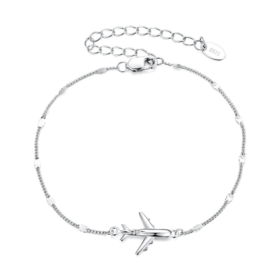 925 Sterling Silver White Gold Plated 16+5cm Bracelet with CZ Pendant for Women