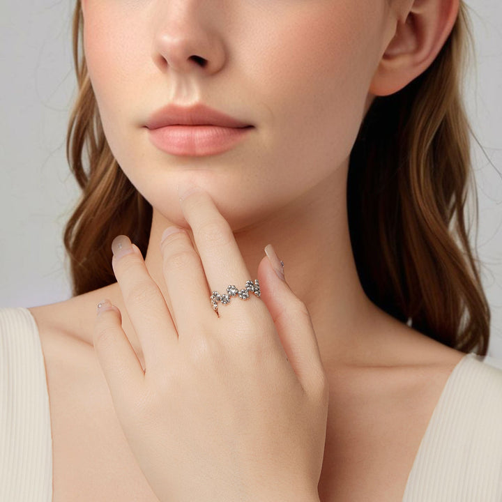 925 Sterling Silver Oxidized Silver 0.44cm Ring for Women