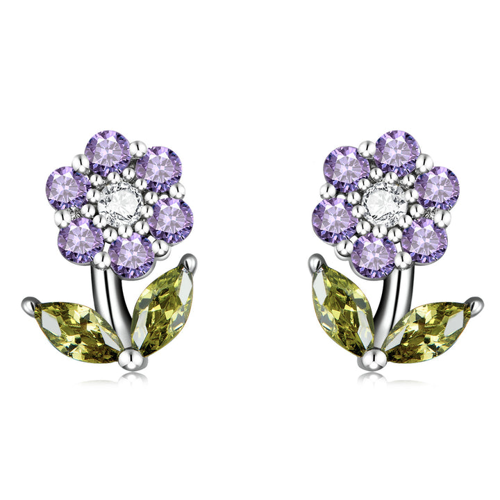 925 Sterling Silver Earrings with Pavé Setting CZ in White Gold