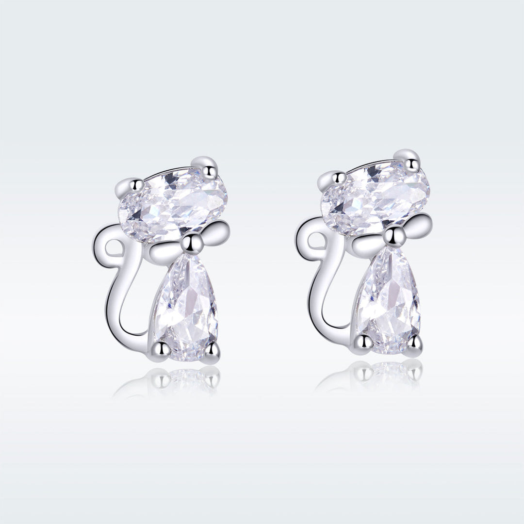 925 Sterling Silver Plated Platinum Earrings with Pavé Setting CZ for Women