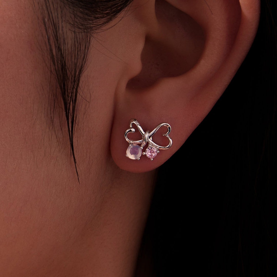 925 Sterling Silver Earrings with Pavé Setting CZ and Transparent Glass for Women