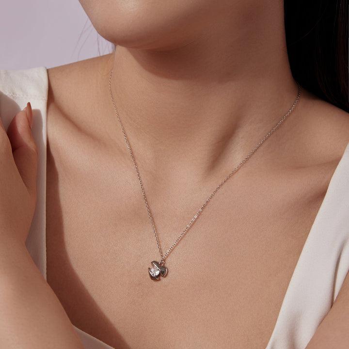 925 Sterling Silver White Gold Plated 40cm+5cm Length CZ Necklace for Women