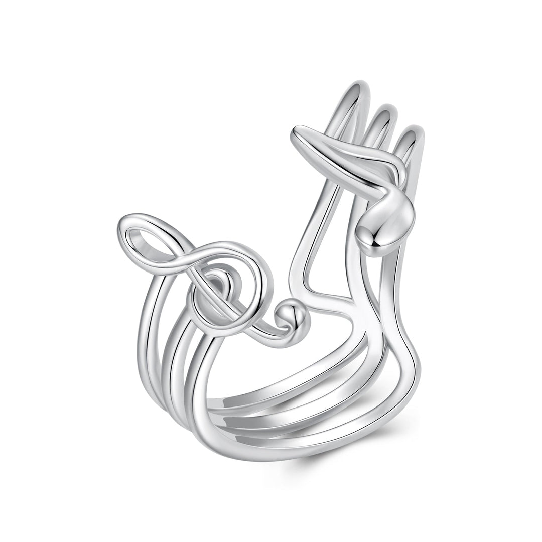925 Sterling Silver Plated White Gold Adjustable Ring for Women