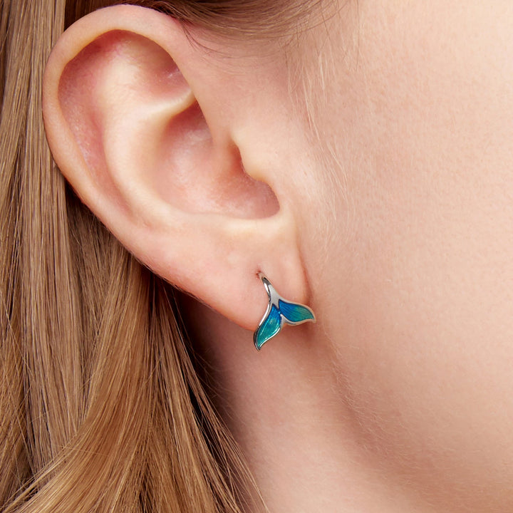 925 Sterling Silver White Gold Plated Enamel Earrings for Women
