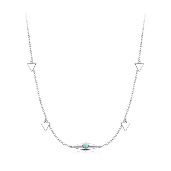 925 Sterling Silver Opal Pendant Necklace for Women - 40+5cm Adjustable Length