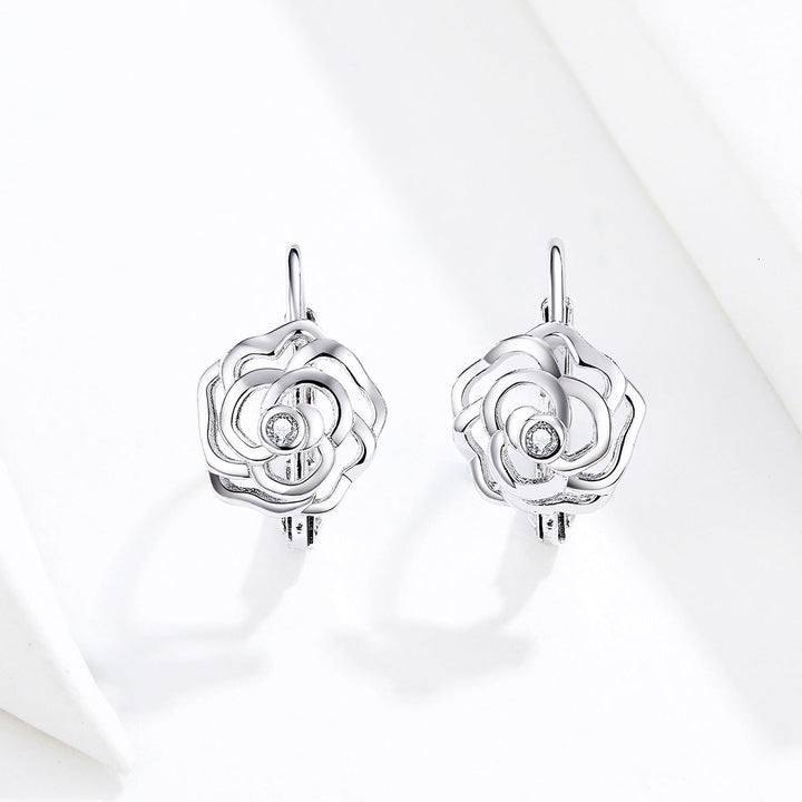 925 Sterling Silver Earrings with Pavé Setting CZ - 1.4x0.9 cm for Women