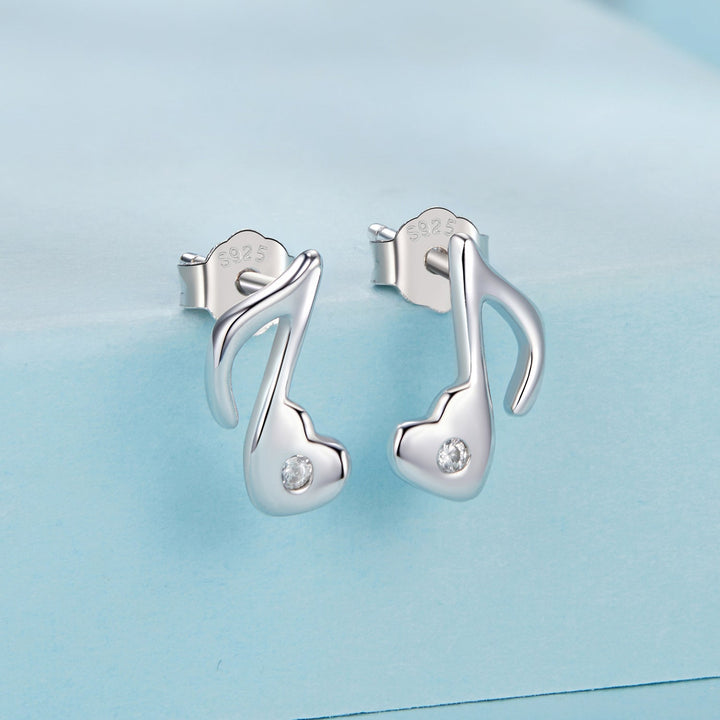925 Sterling Silver Earrings with Pavé Setting CZ in White Gold Finish, 1x0.7cm for Women
