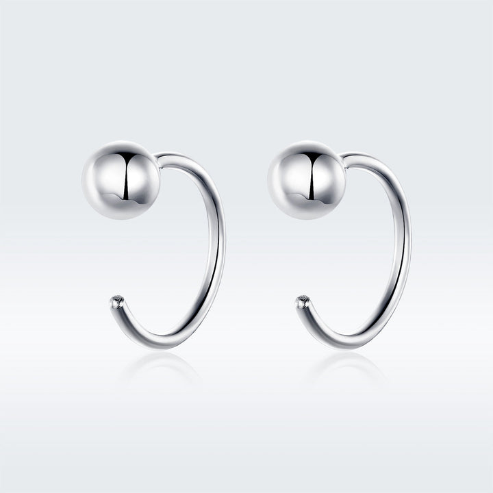 925 Sterling Silver Earrings with Plated Platinum, 1cm Diameter for Women
