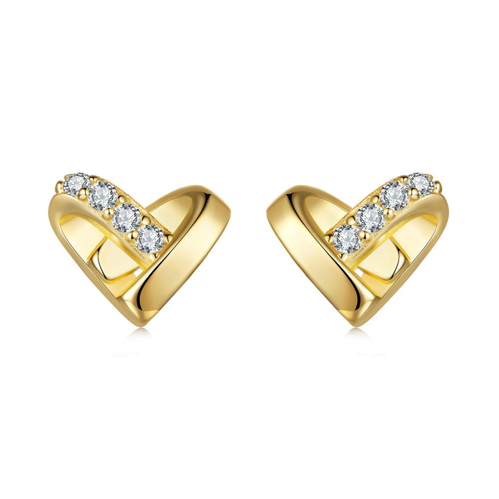 925 Sterling Silver Earrings with Pavé Setting CZ in Gold Plated