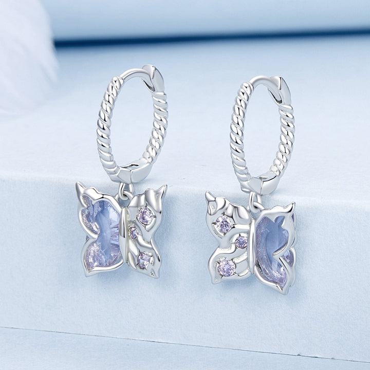 925 Sterling Silver Earrings with Pavé Setting CZ and Transparent Glass for Women