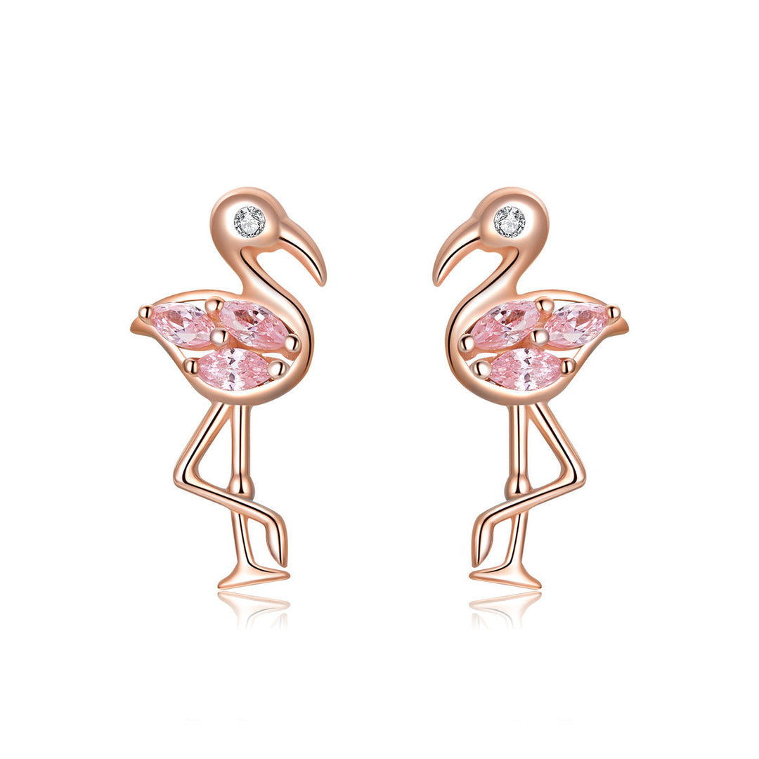 925 Sterling Silver 1.5x0.7cm Plated Rose Gold CZ Earrings for Women