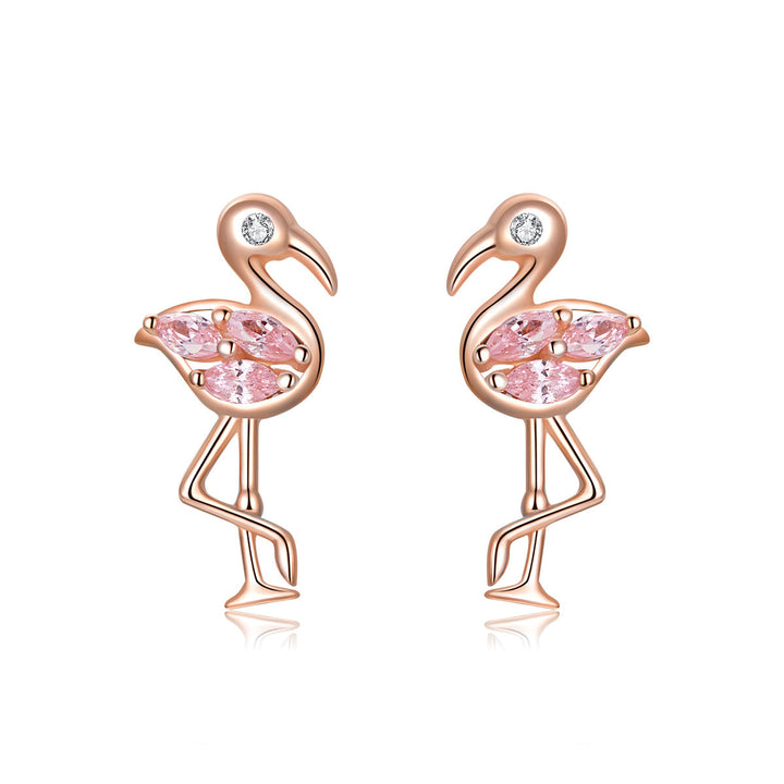 925 Sterling Silver 1.5x0.7cm Plated Rose Gold CZ Earrings for Women