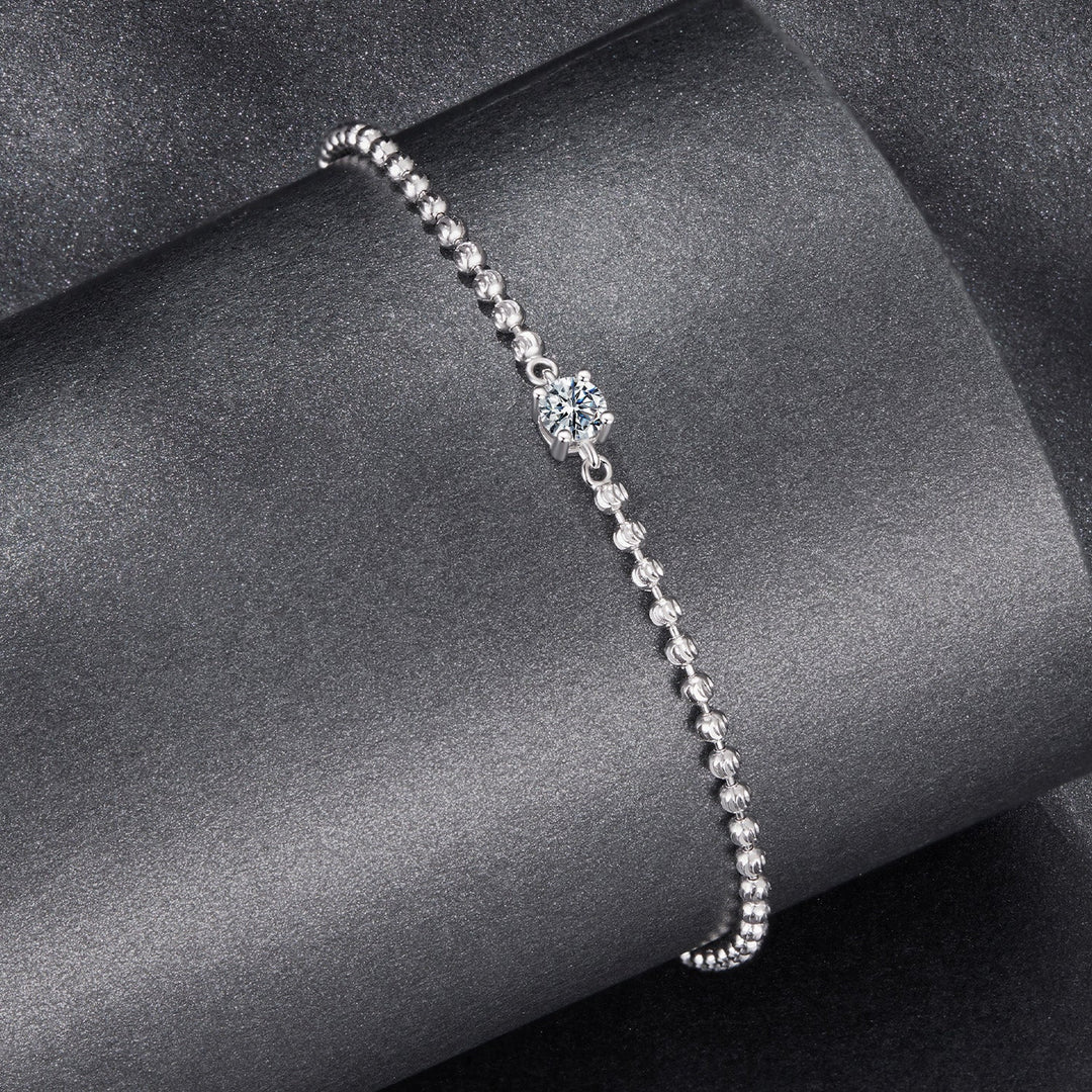 925 Sterling Silver Moissanite Bracelet 15+6cm with White Gold Plating for Women