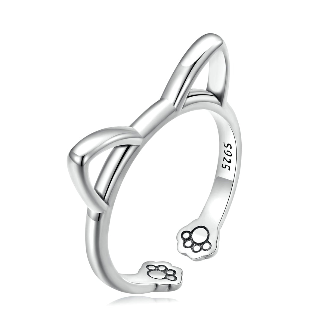 925 Sterling Silver Oxidized Paw Design Ring