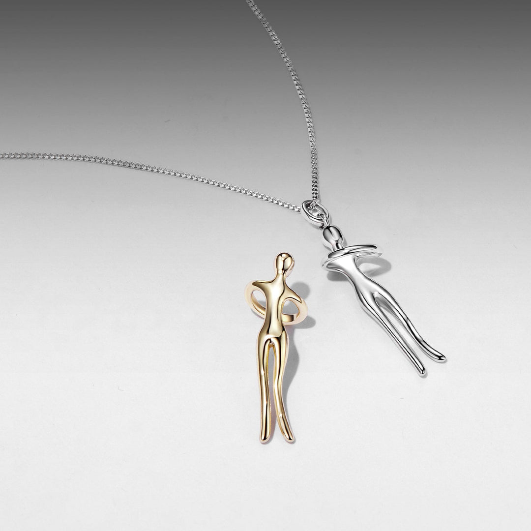 925 Sterling Silver Plated White Gold &amp; Gold Necklace 40+5cm for Women
