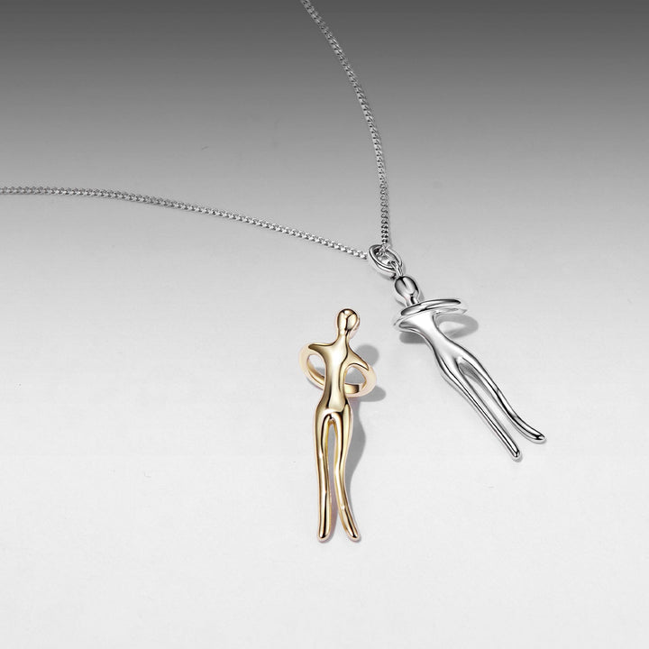 925 Sterling Silver Plated White Gold &amp; Gold Necklace 40+5cm for Women