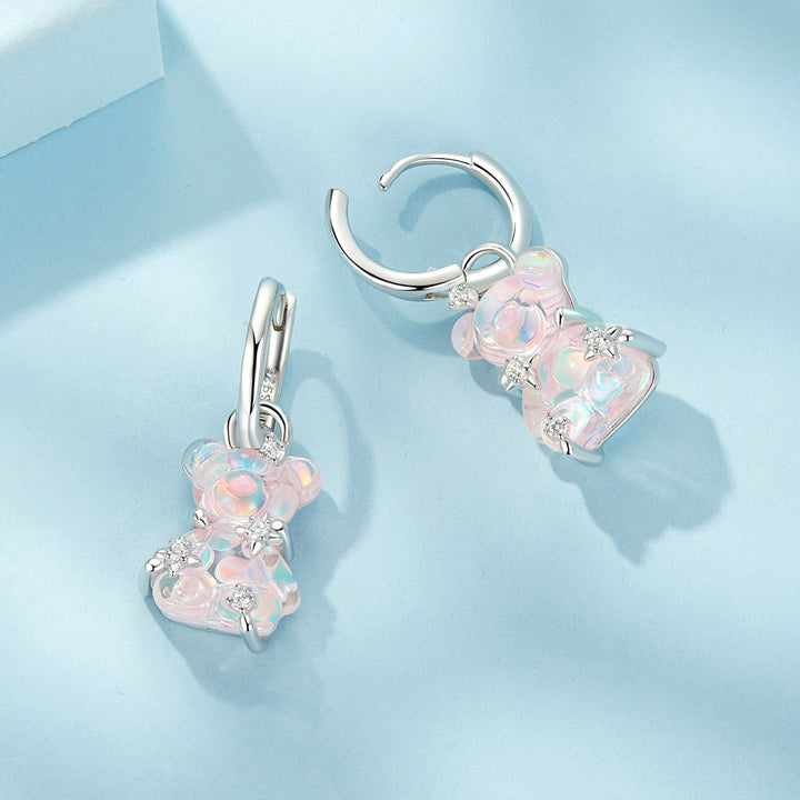 925 Sterling Silver Earrings with Pavé Setting CZ and Resin - 2.8 x 1.1 cm - Women&