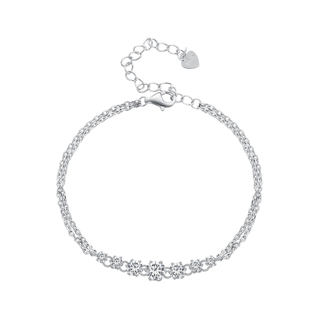 925 Sterling Silver 5MM Moissanite Bracelet for Women