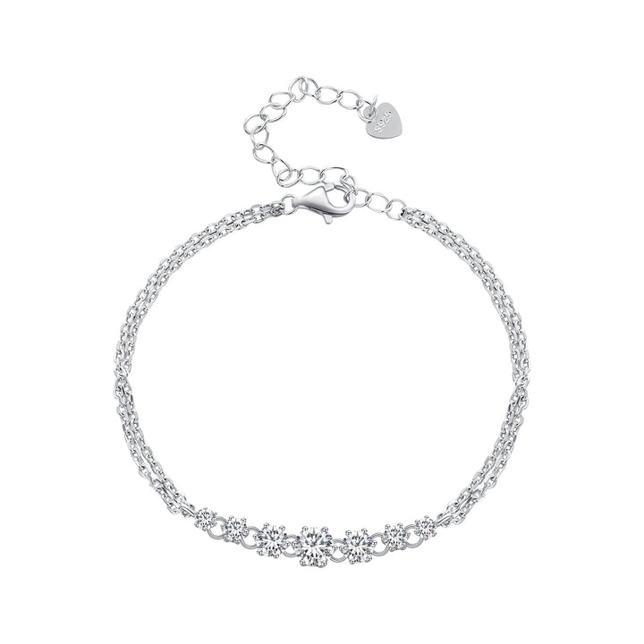925 Sterling Silver 5MM Moissanite Bracelet for Women