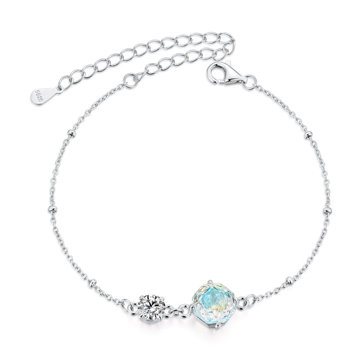 925 Sterling Silver 0.8cm CZ White Gold Plated Bracelet for Women