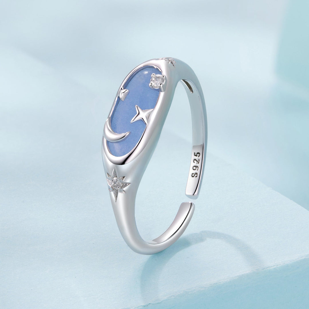 925 Sterling Silver &amp; White Gold Luminous Stone Ring for Women