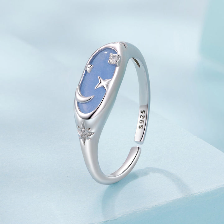 925 Sterling Silver &amp; White Gold Luminous Stone Ring for Women